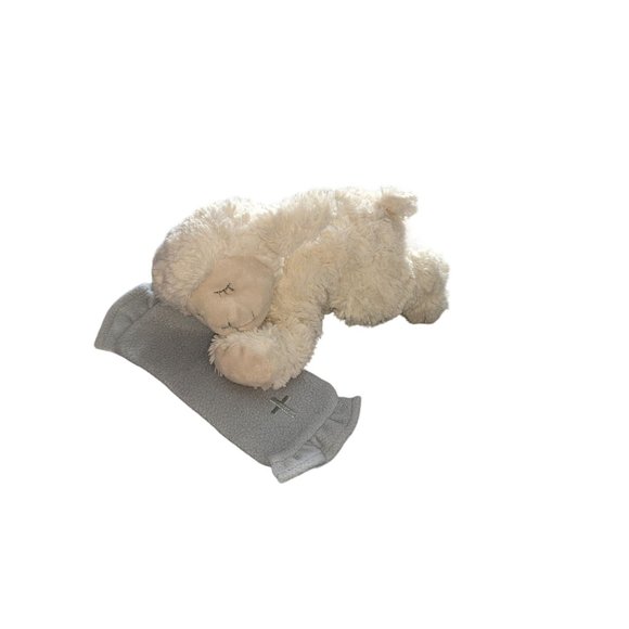 Praying Lamb Now I Lay Me Down Demdaco Nat & Jules Blanket Cross Plush Blue 8" - Picture 1 of 6